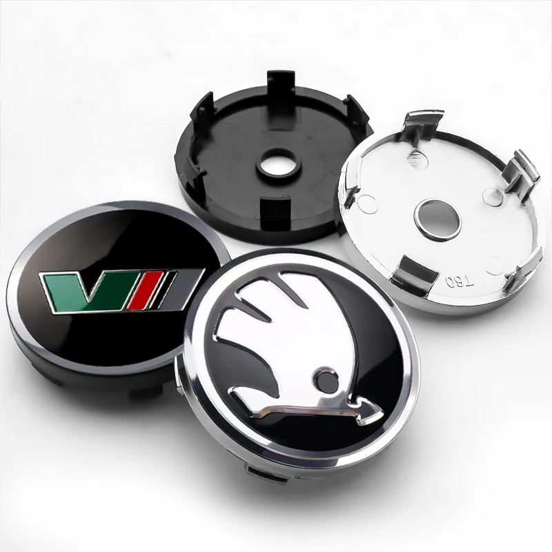 4pc 56/60mm Car Styling Wheel Center Hub Cap Sticker Car Decoration Decal For Skoda Octavia A5 Fabia Superb Kodiaq VRS VII Scala