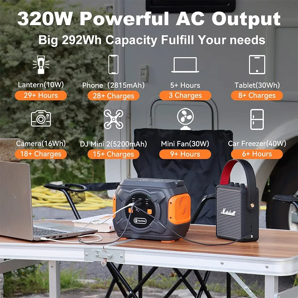 Flashfish A301 320W 292Wh 80000mAh Portable Power Station Backup Solar Generator for Outdoor Travel Camping Home