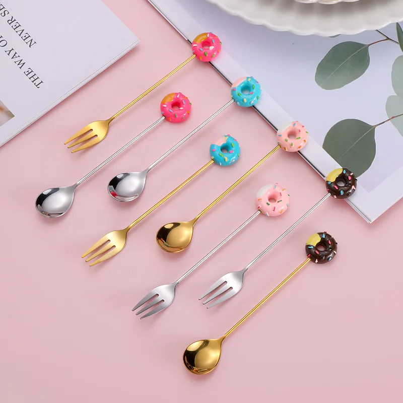 6Pcs Christmas Coffee Spoon & Fork Sets Gift Box Coffee Stirring Spoon Creative Ice Cream Shovel Dessert Tea Spoon Tableware