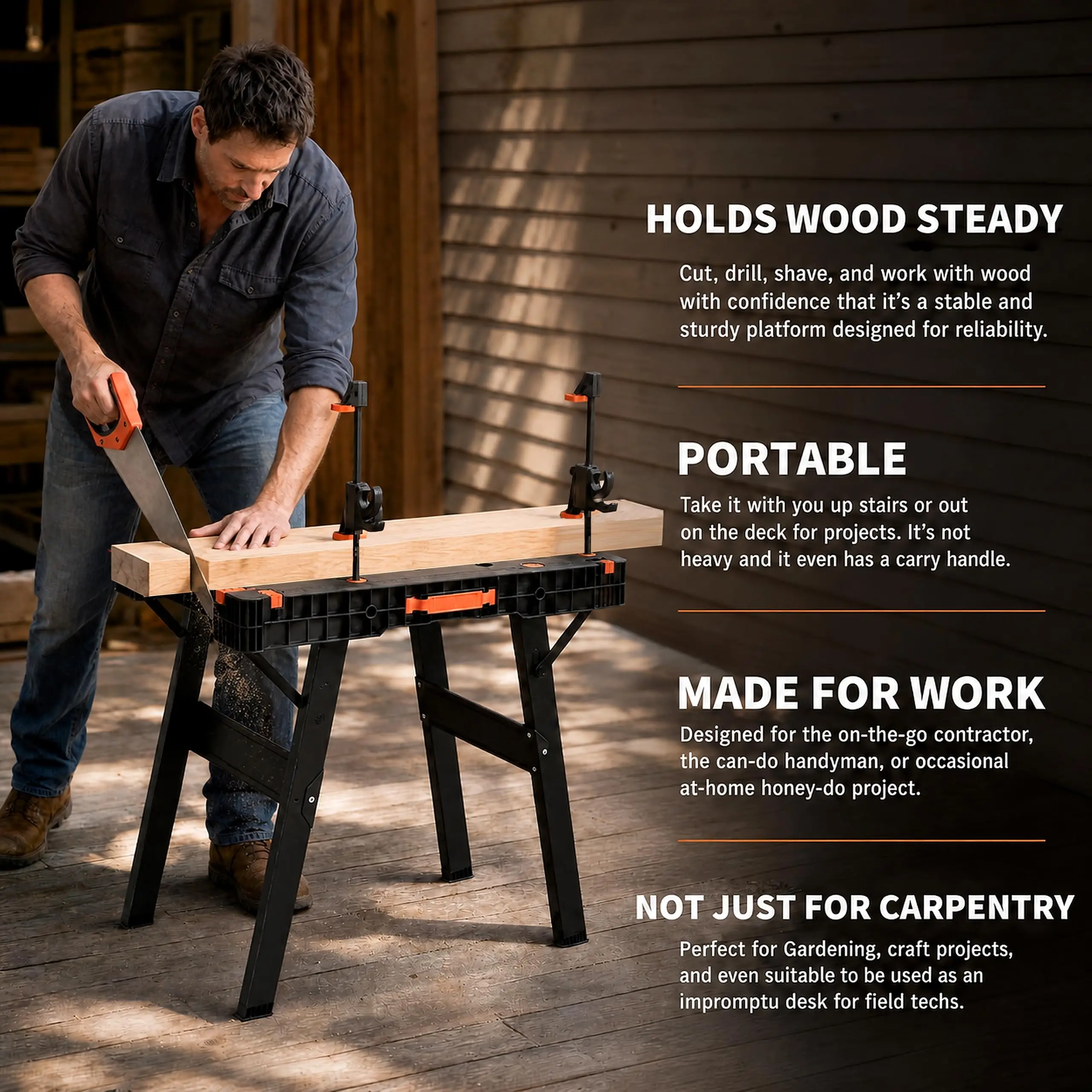 2-in-1 Folding Work Table & Heavy-Duty Sawhorse - 35