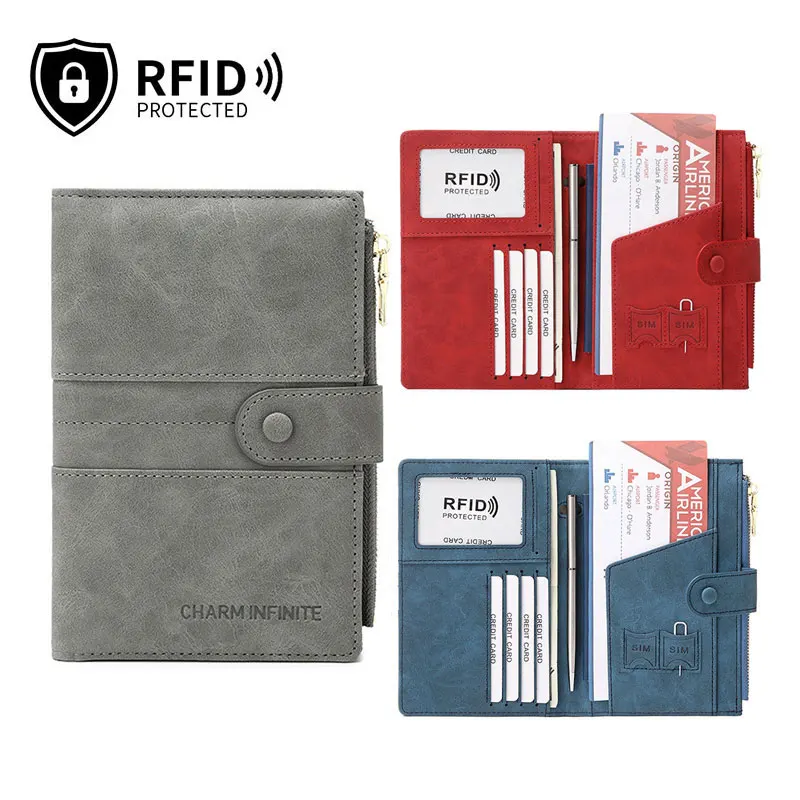 

New Travel Wallet Passport Holder Cover Case RFID Blocking Protect Card Holder Multi-Function ID Wallets for Men Women
