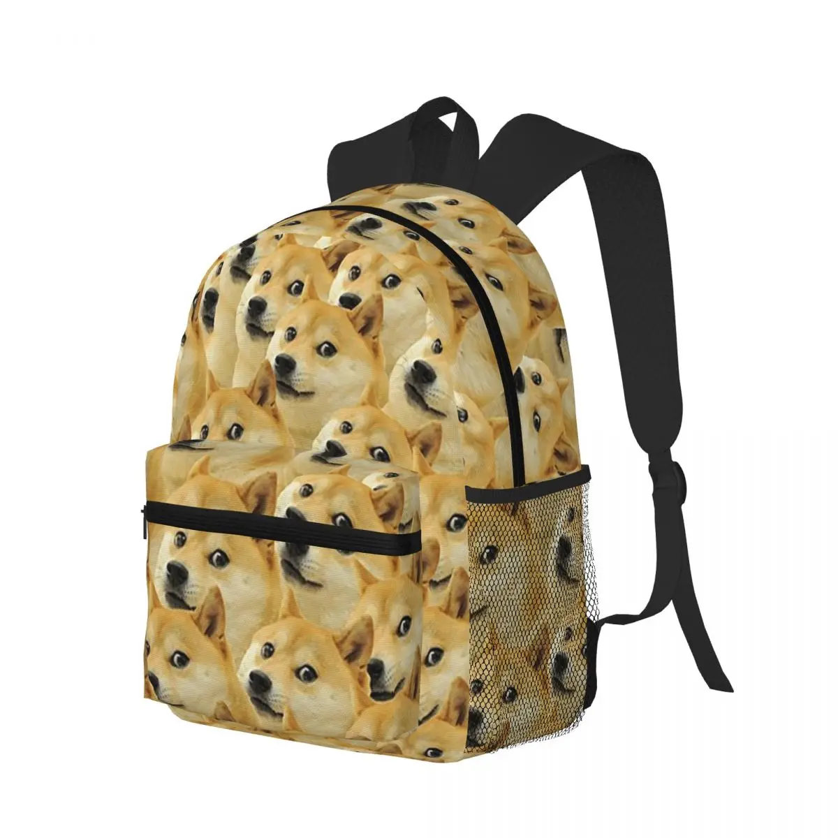 Doge Wow Pattern Shiba Inu Doggo Dog Meme Montage Student Backpack School Bag Hiking Travel Daypack for Boys Girls Bookbag