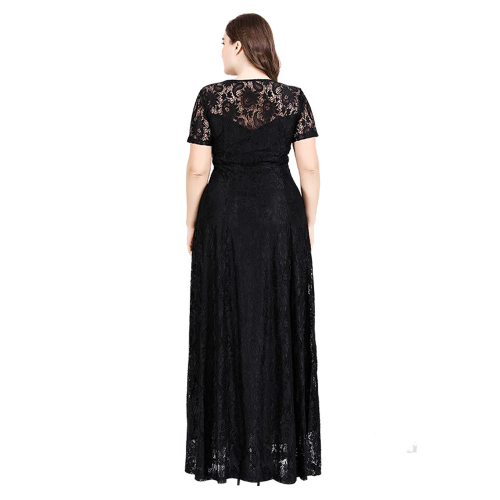 Black White Dresses For Women Lace Large Size Women\'s Clothing Curvy Plus Size Wedding Dresses Evening Party 5xl 6xl Guest Look