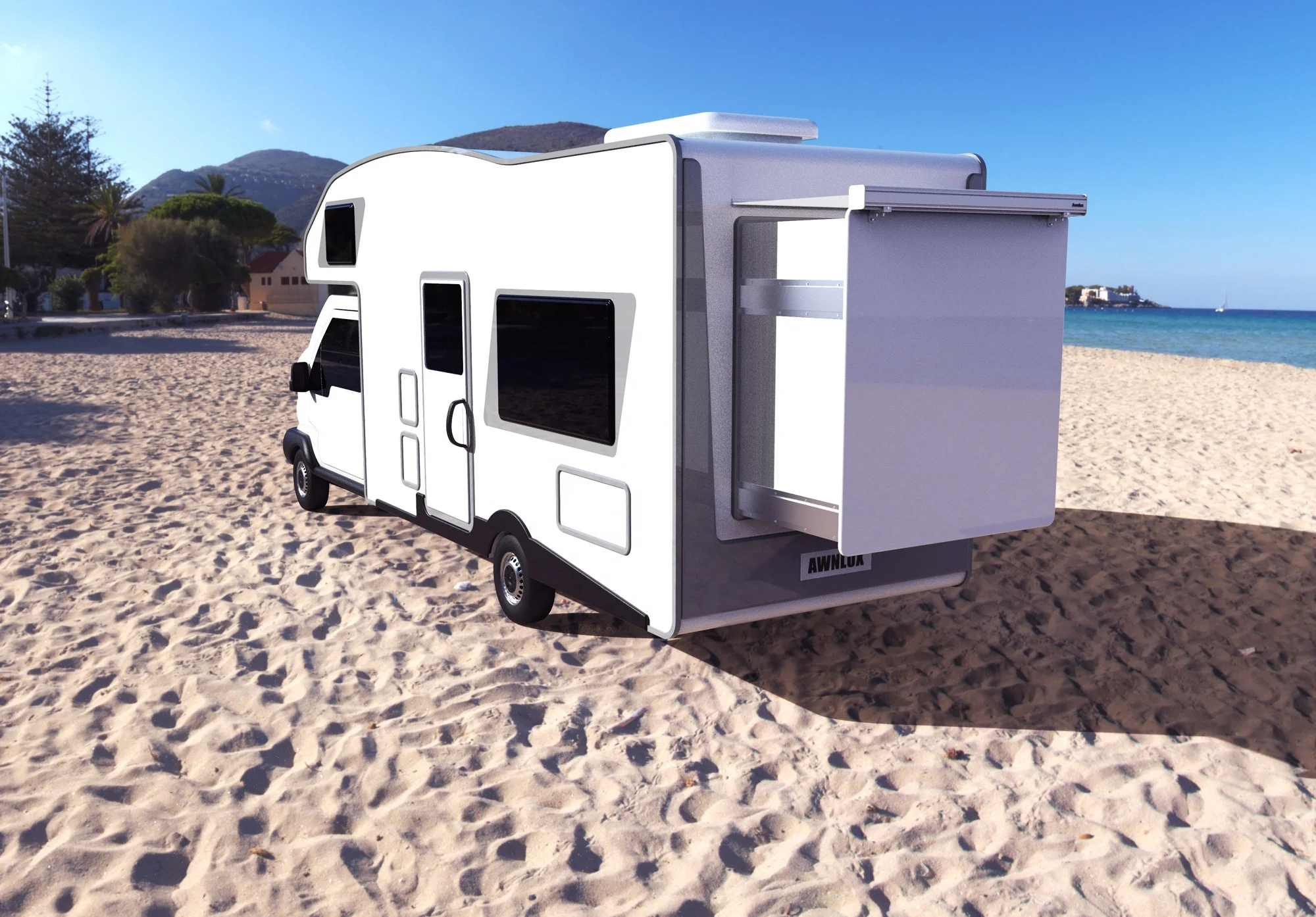 มอเตอร์โฮมแบบเต็มตู้พร้อมหลังคาสไลด์เอาท์