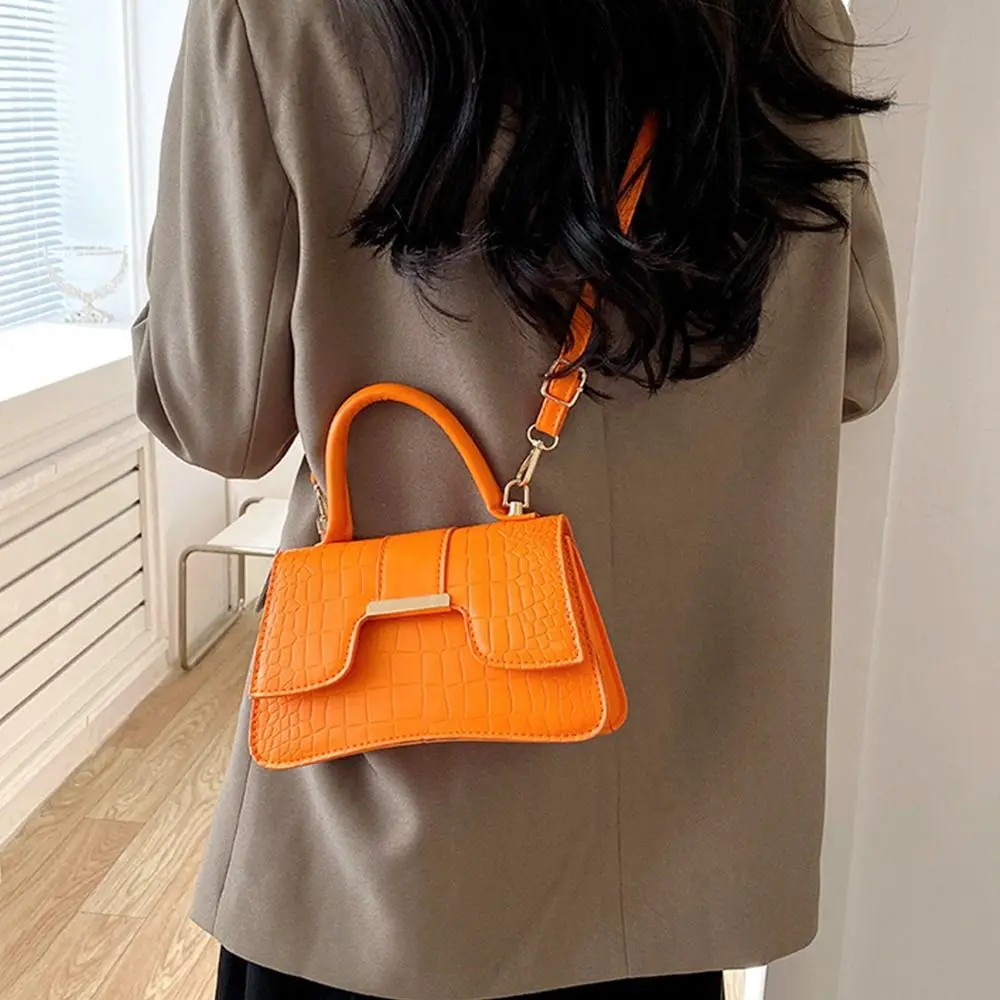 Fashion Female Shoulder Bag Alligator Pattern Small Square Bags for Women Pure Color Vintage Crossbody Bags PU Leather Handbags