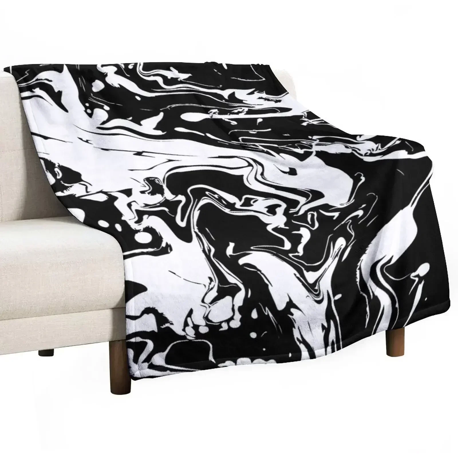

Black and White Swirls Throw Blanket Cozy Sofa Blanket for TV Watching Napping