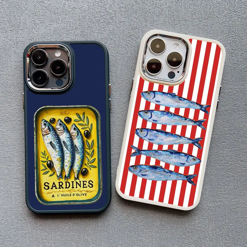 Die neueste Sardinen-Farb-Fischmuster-Silikon-Handyhülle für iPhone 15 14 Pro Max Plus 16 13 12 11 Pro Max XR XS X SE2-Abdeckungen
