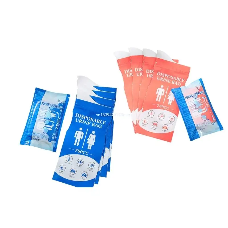 4Pcs Disposable Urine Bags Unisex Urinal Toilet Bag for Road Trip Camping