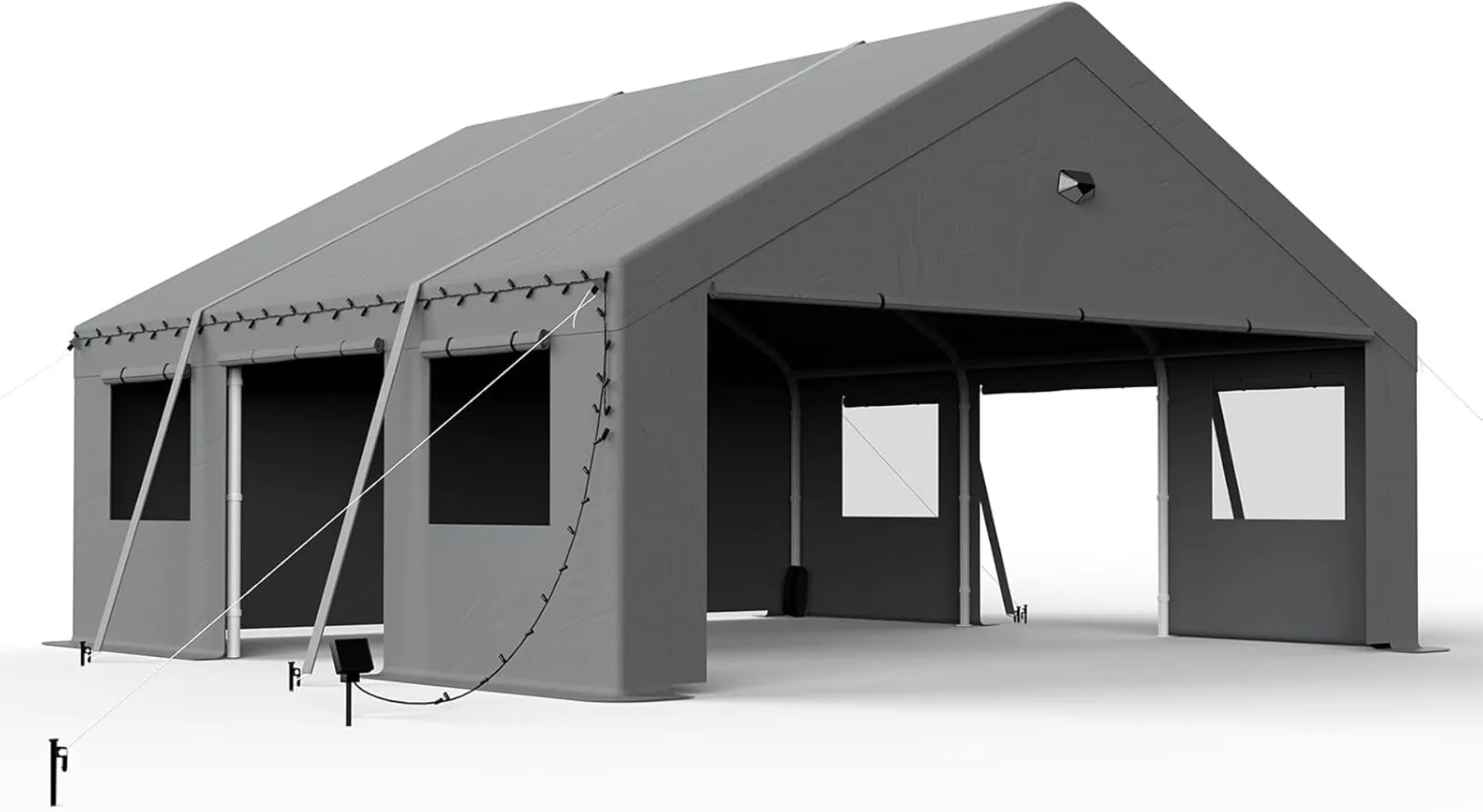 20x20 Heavy Duty Carport Canopy with Side Doors & Windows and Removable Sidewalls