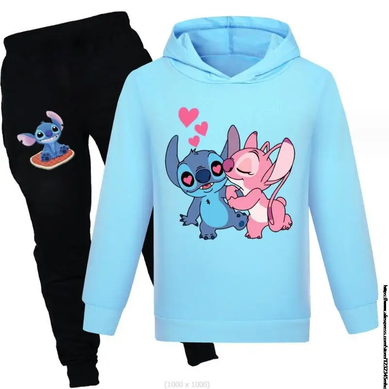 

Autumn 2-16Y Cute Stitch Kids Sportsuit Children's Casual Clothing Sets Boys Outfits Girls Hoodies Sweatshirts+Pants 2Pcs Set