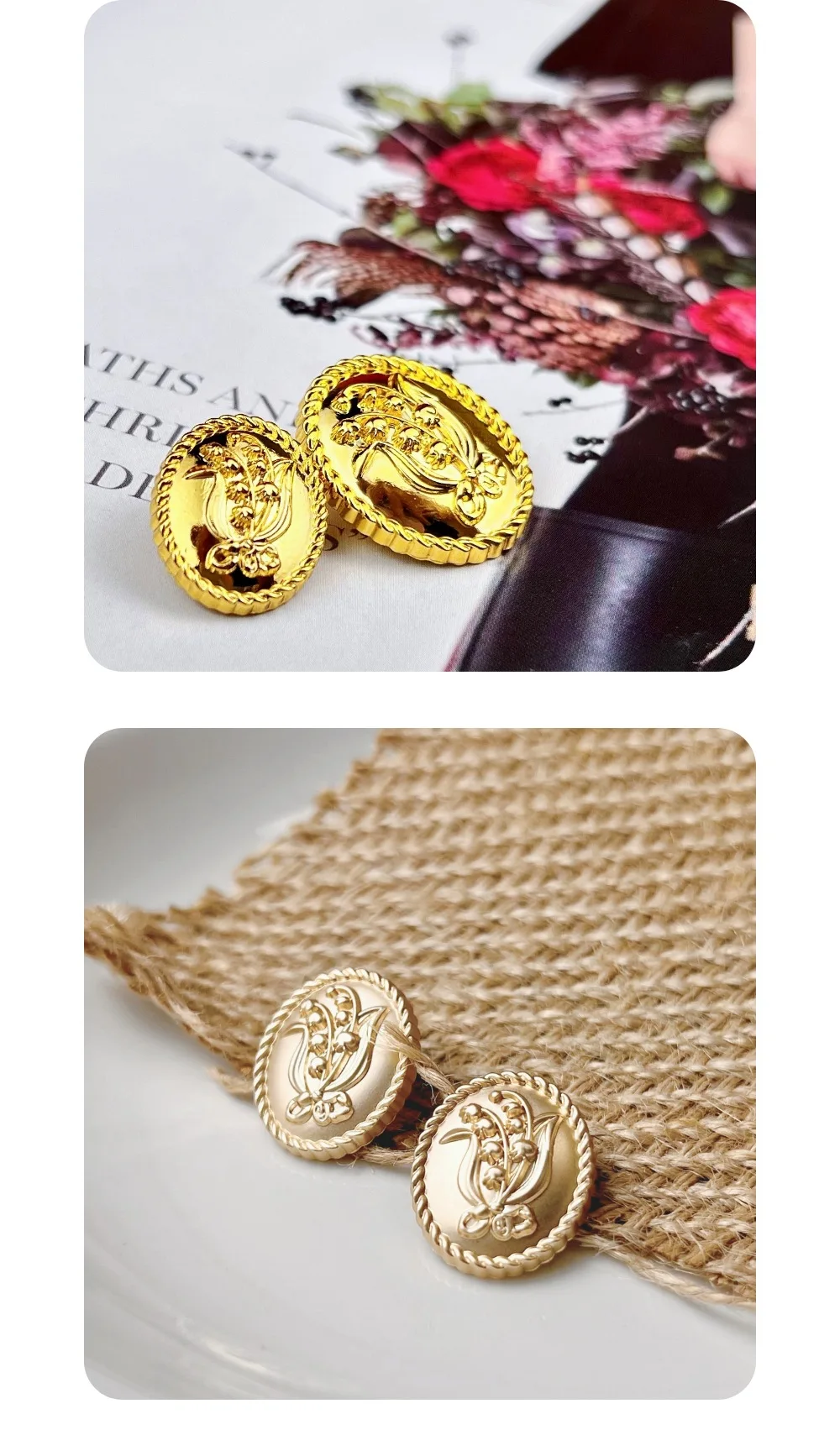 10 Stück Geprägte Metallknöpfe zum Nähen, für Kleidung, Ledertaschen, DIY-Bastelarbeiten, Hochwertige Dekorative Vintage Ovale Knöpfe für Kleider und Accessoires – Detail 5