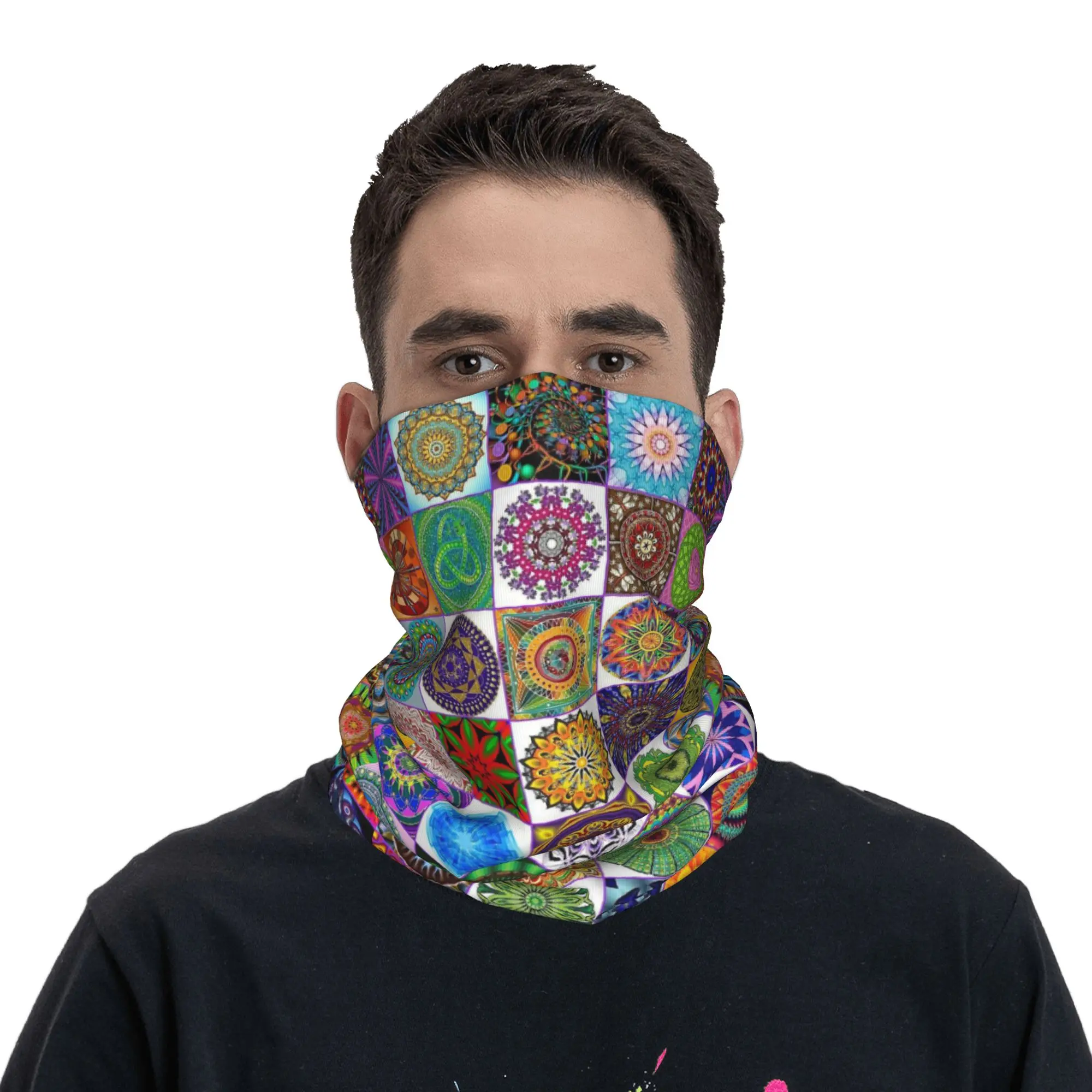 

Aesthetically Pleasing with a Colorful Mandala Pattern Bandana Neck Cover Printed Wrap Scarf Headwear Cycling for Men Women