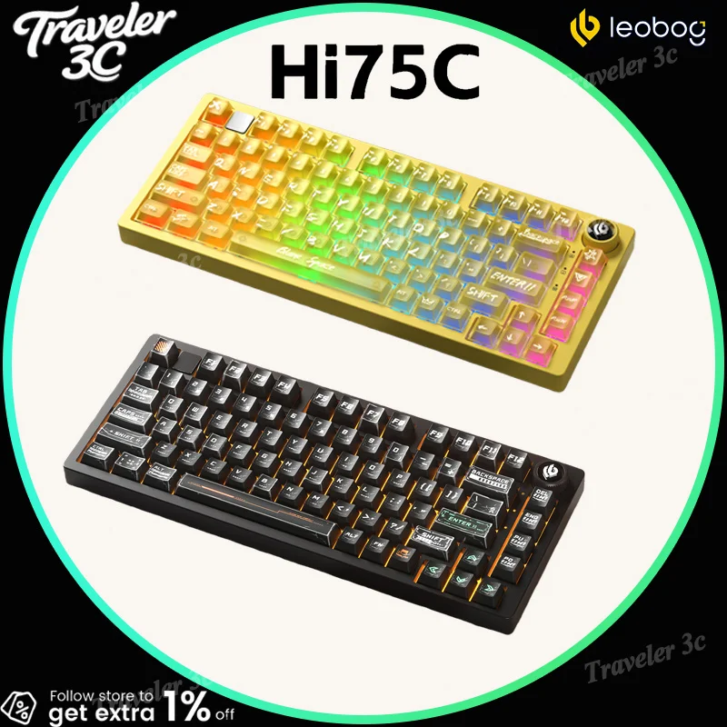 NEW LEOBOG Hi75C 맞춤형 CNC 알루미늄 무선 기계식 키보드 75% 81키 레이아웃 스위치 핫스왑 게이밍 RGB 4000mAh