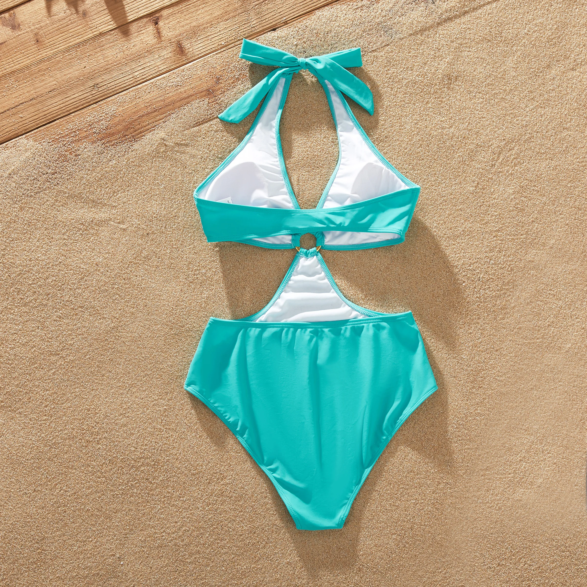 Costume da bagno intero da donna PatPat verde menta con spalline ritagliate