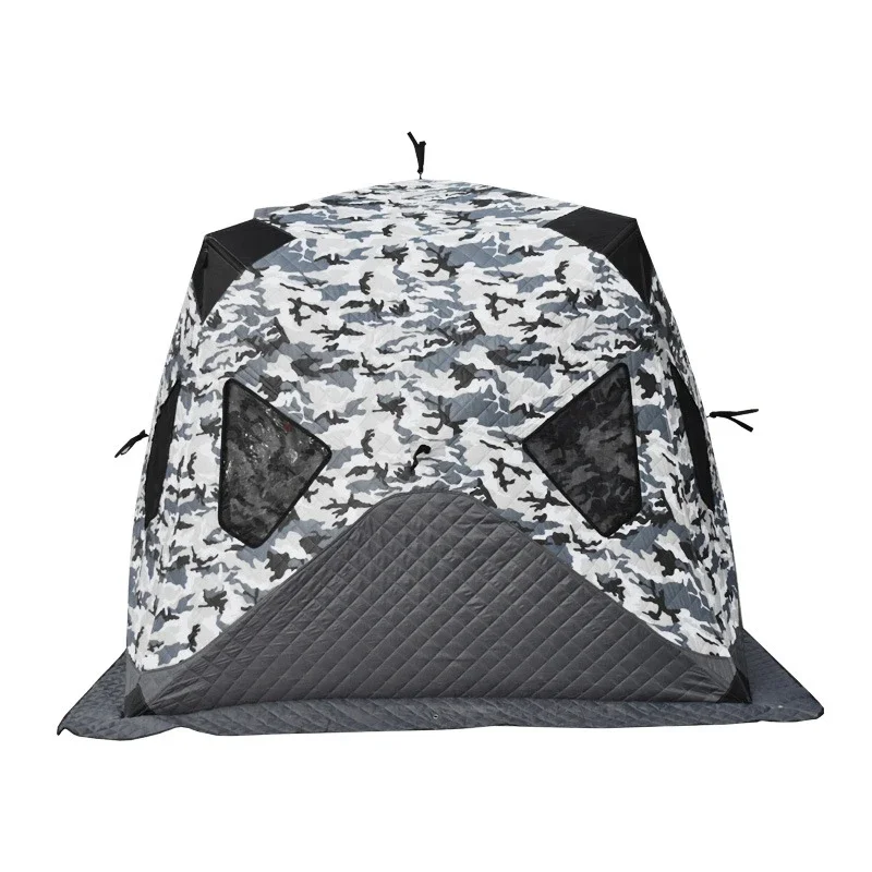 Imagem -03 - Inverno Ice Fishing Tent para Acampamento ao ar Livre Algodão Espessado Prova Quente e Fria Ultralarge Automático à Prova de Neve 34persons