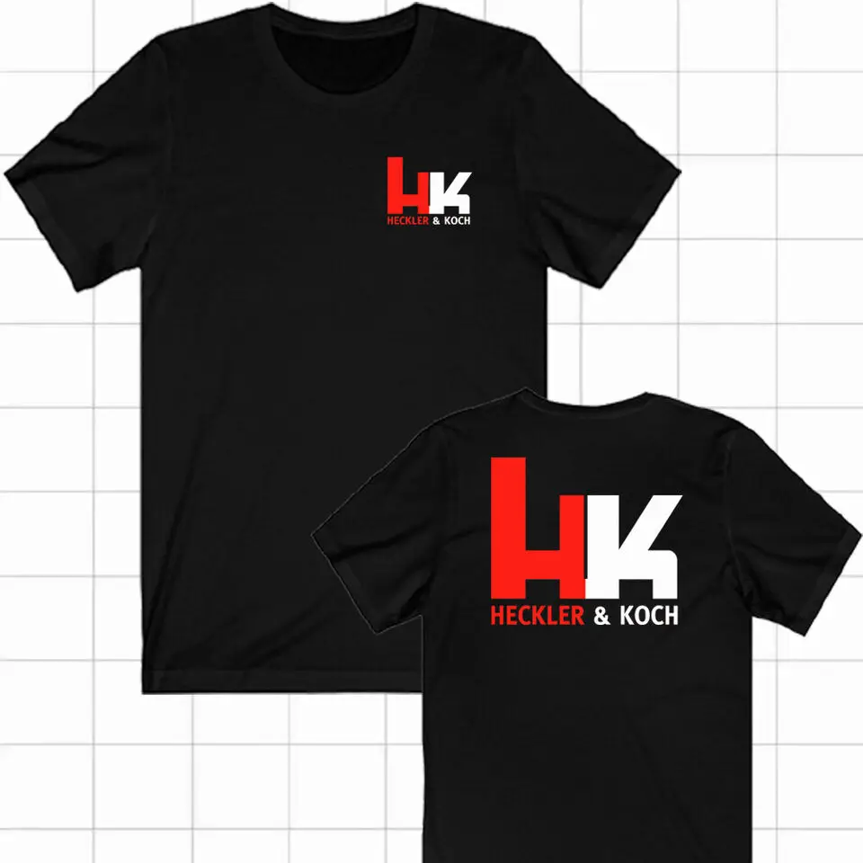 Heckler Koch HK Logo Firearms Men\'s Black T Shirt Size S 5XL long or short sleeves