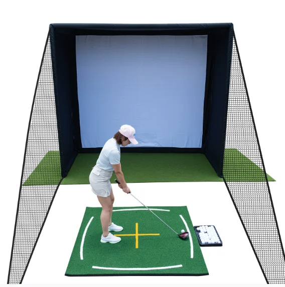 Indoor projection hitting cage simple golf simulator hitting shed