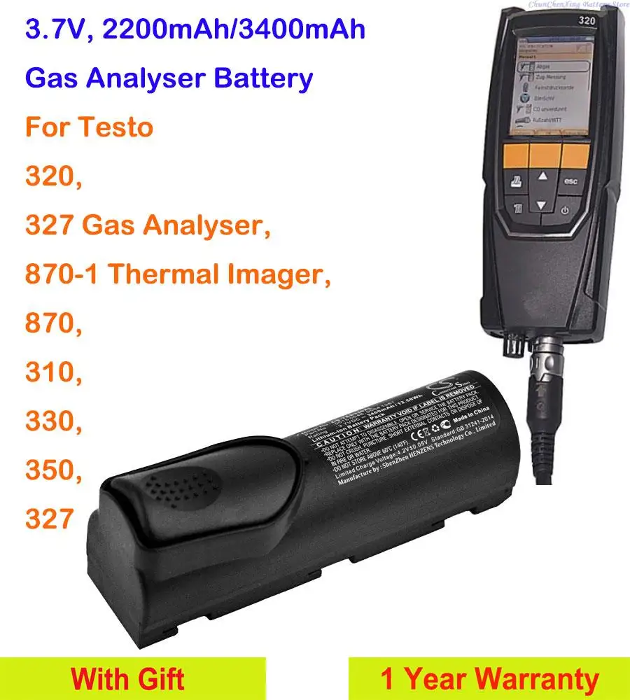 OrangeYu 2200mAh/3400mAh Gas Analyser Battery for Testo 320, 327 Gas Analyser, 870-1 Thermal Imager, 870, 310, 330, 350, 327