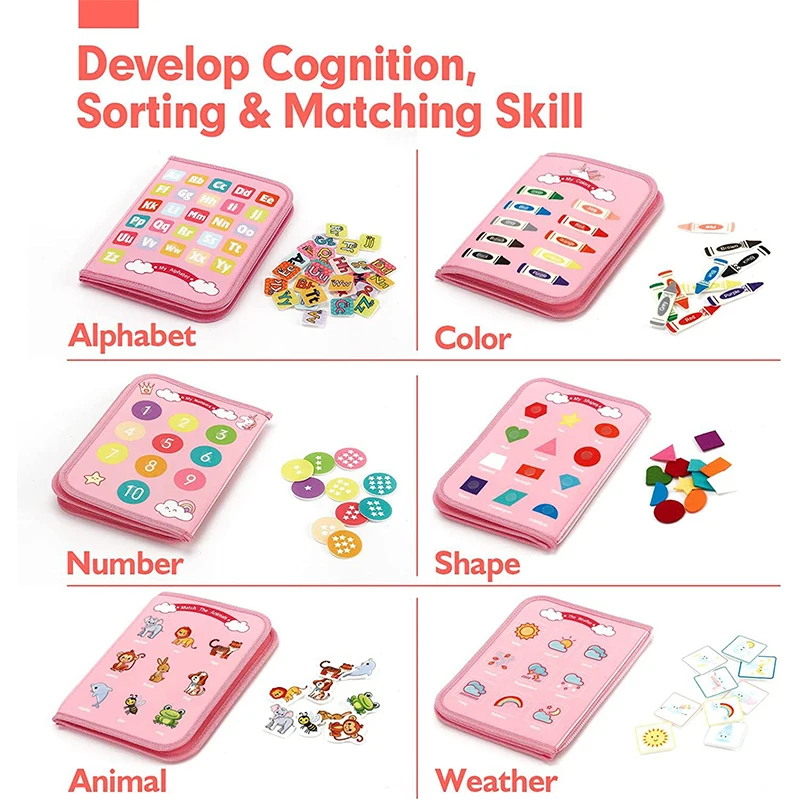 Montessori Busy Book Educational Toys For Toddler Portable Activity Travel Board Fine Motor Skills Early Education Learing Toys