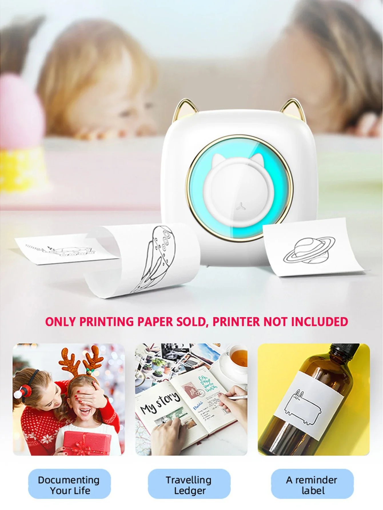 5 szt. Mini Papier do Drukarek Termicznych, Etykiety Termiczne, Biały Papier do Mini Przenośnych Kieszonkowych Drukarek Mobilnych