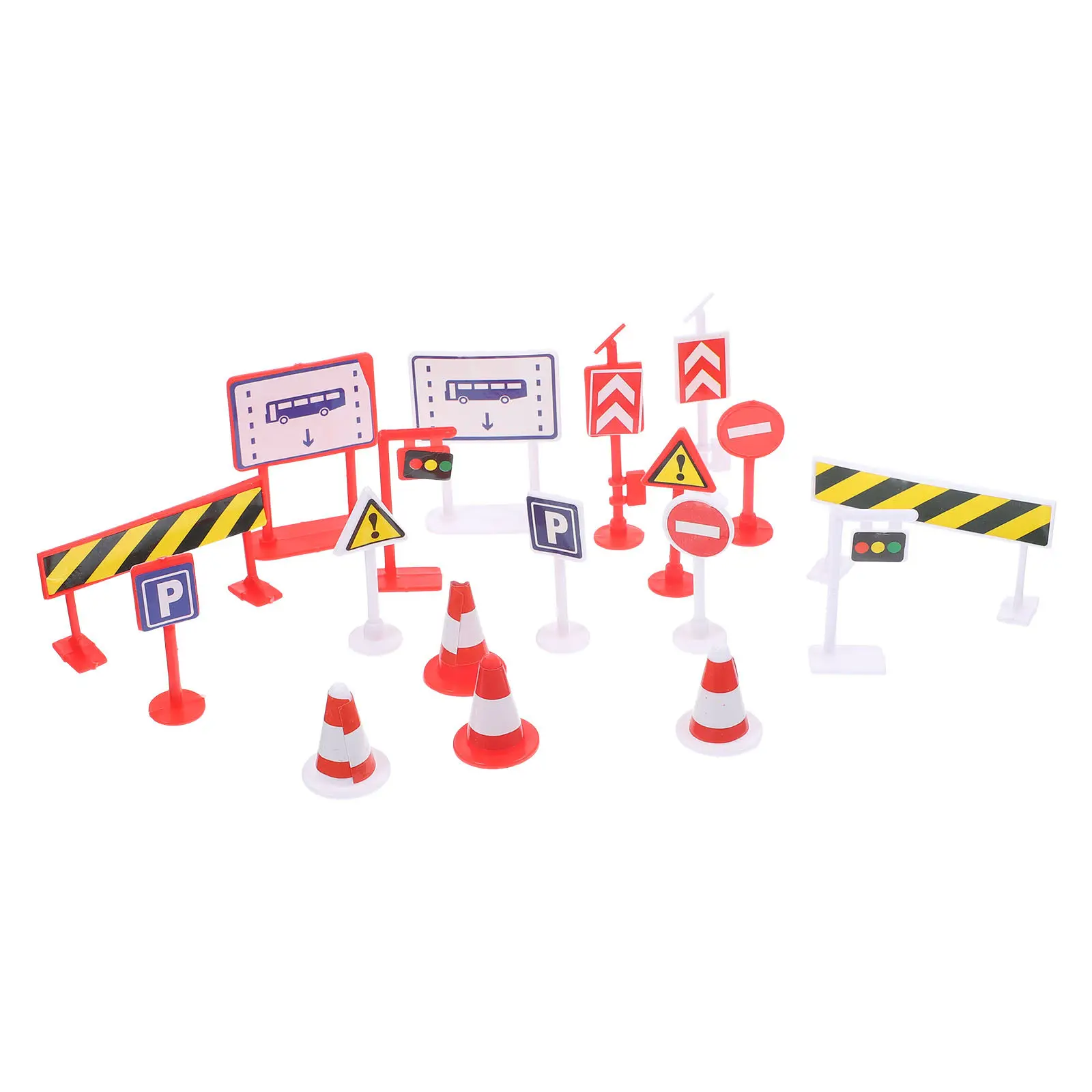 

6Sets Premium ABS Educational Traffic Signs Set for Kids Motor Skills Development Sand Table Layout Decor Mini Simulation Road