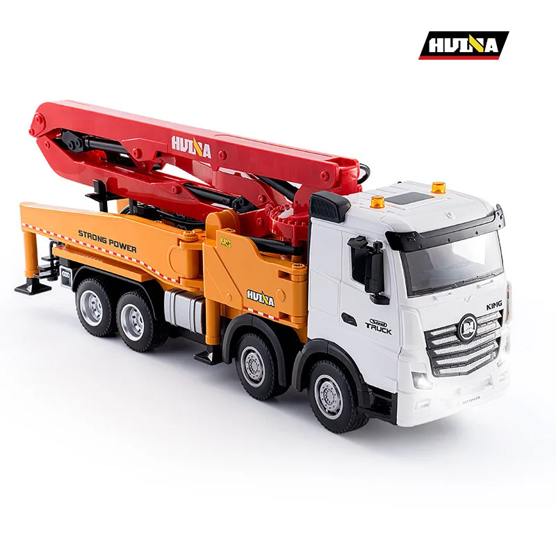 Huina 1381 alloy water spraying cement pump truck, sound and light wireless charging remote control engineering vehicle toy