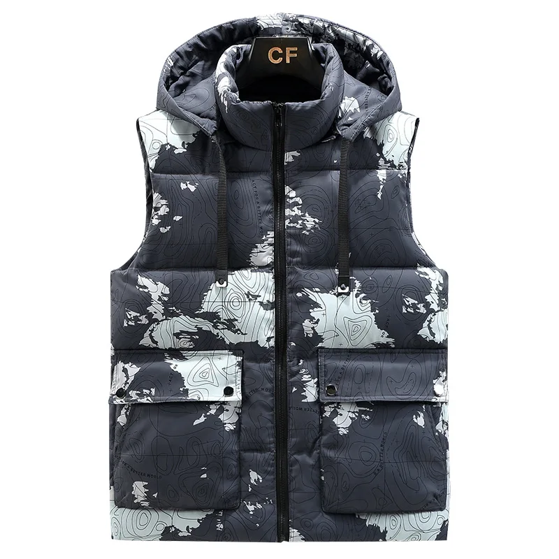 

Съемная шапка, хлопковый жилет, мужской утепленный мужской хлопковый жилет больших размеров, модный хлопковый жилет для пар, M-8XL