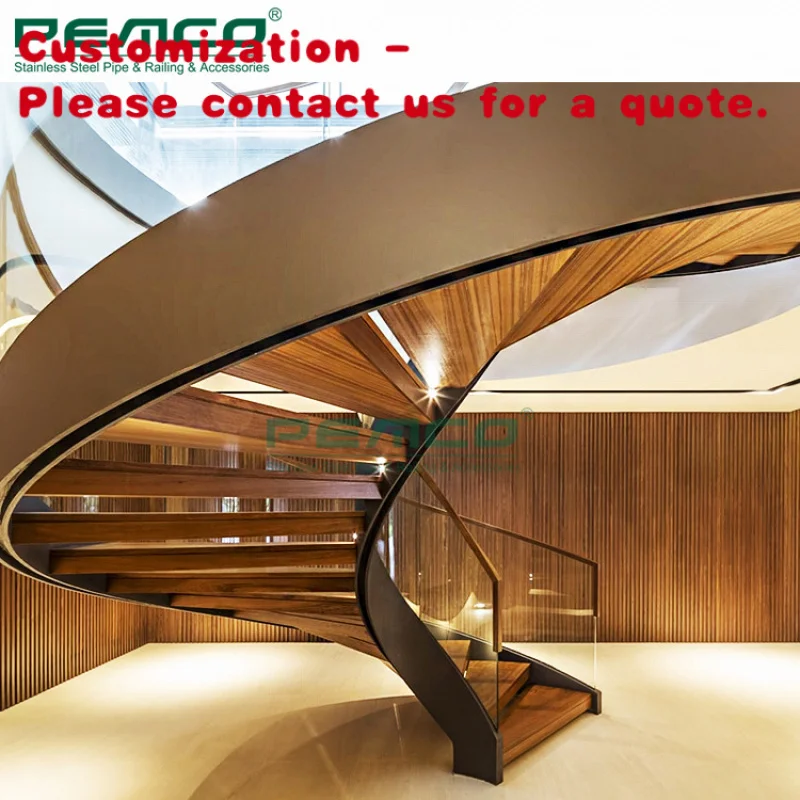 

Изготовленная на заказ безрамная стеклянная балюстрада Hanrails Stai, современная лестница из двойного изогнутого стекла