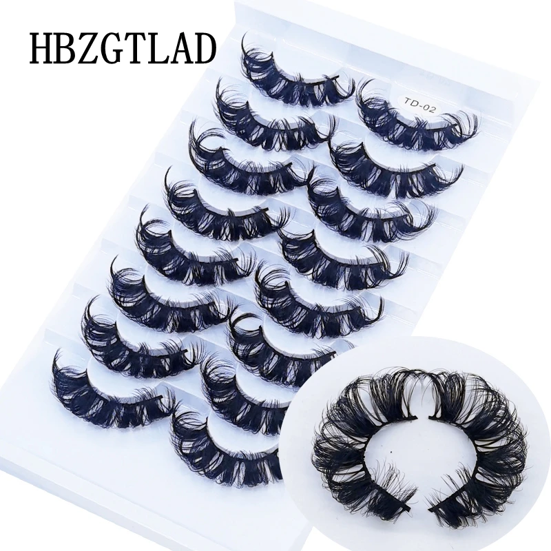 8 Pairs Lashes DD Curl 10-23mm Russian Lashes 3D Mink Eyelashes Reusable Fluffy Russian Strip Lashes Makeup eyelashes extensions