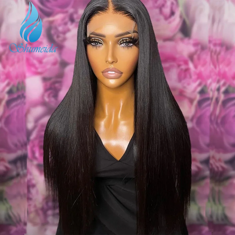 Shumeida – perruque Lace Closure Wig sans colle brésilienne, cheveux naturels, 4x4, avec Baby Hair, partie centrale