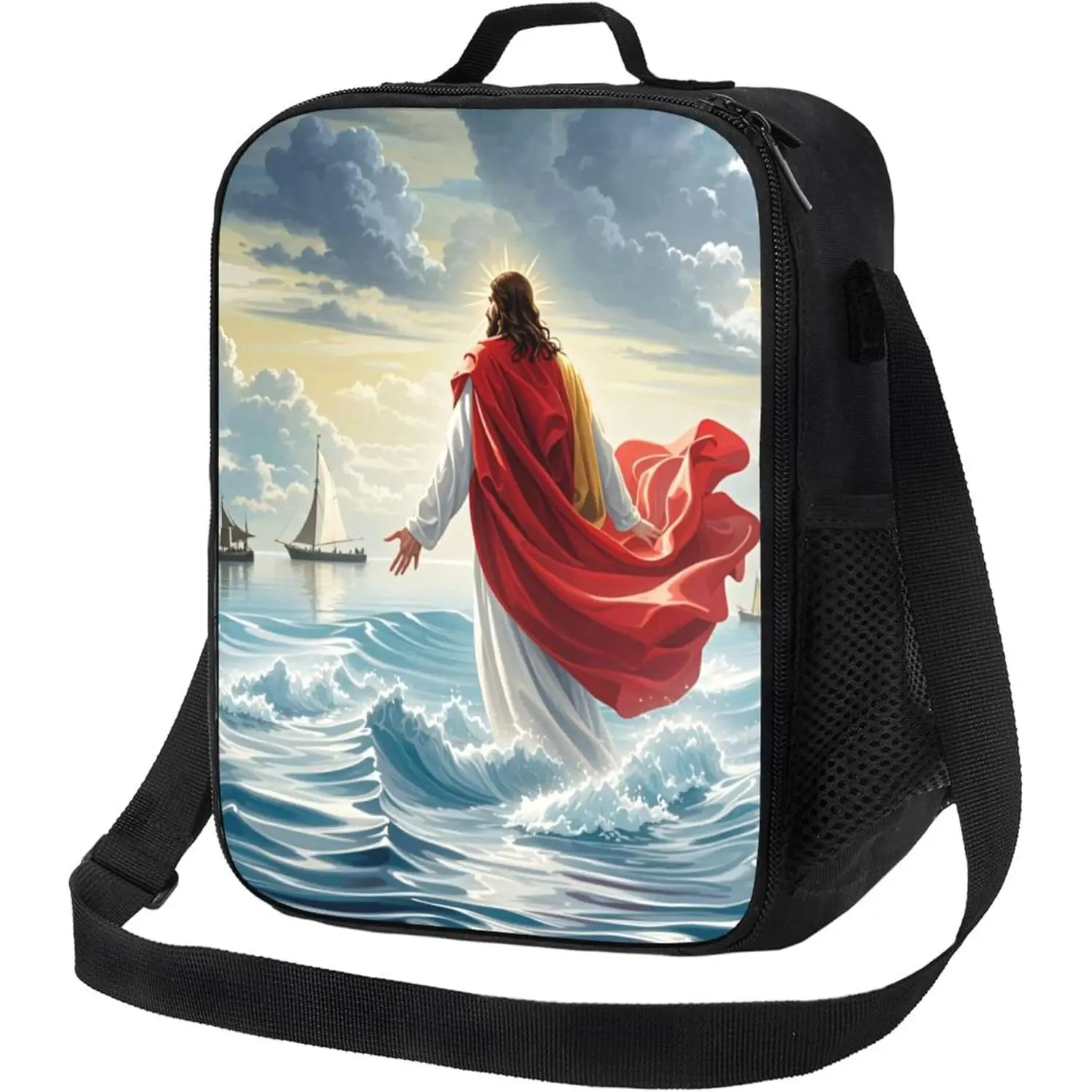 Isolierte Lunch-Einkaufstasche mit Jesus Christus, wiederverwendbare Kühlbox, Lunchbox für Männer/Frauen, auslaufsichere Lunchbox für Arbeitsbüro