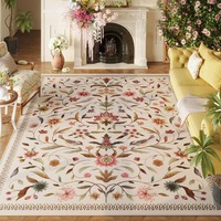 Vintage Floral Carpet Bohemian Style Entrance Doormat Home Decoration Non-Slip Area Rug for Living Room Bedroom Kitchen Study