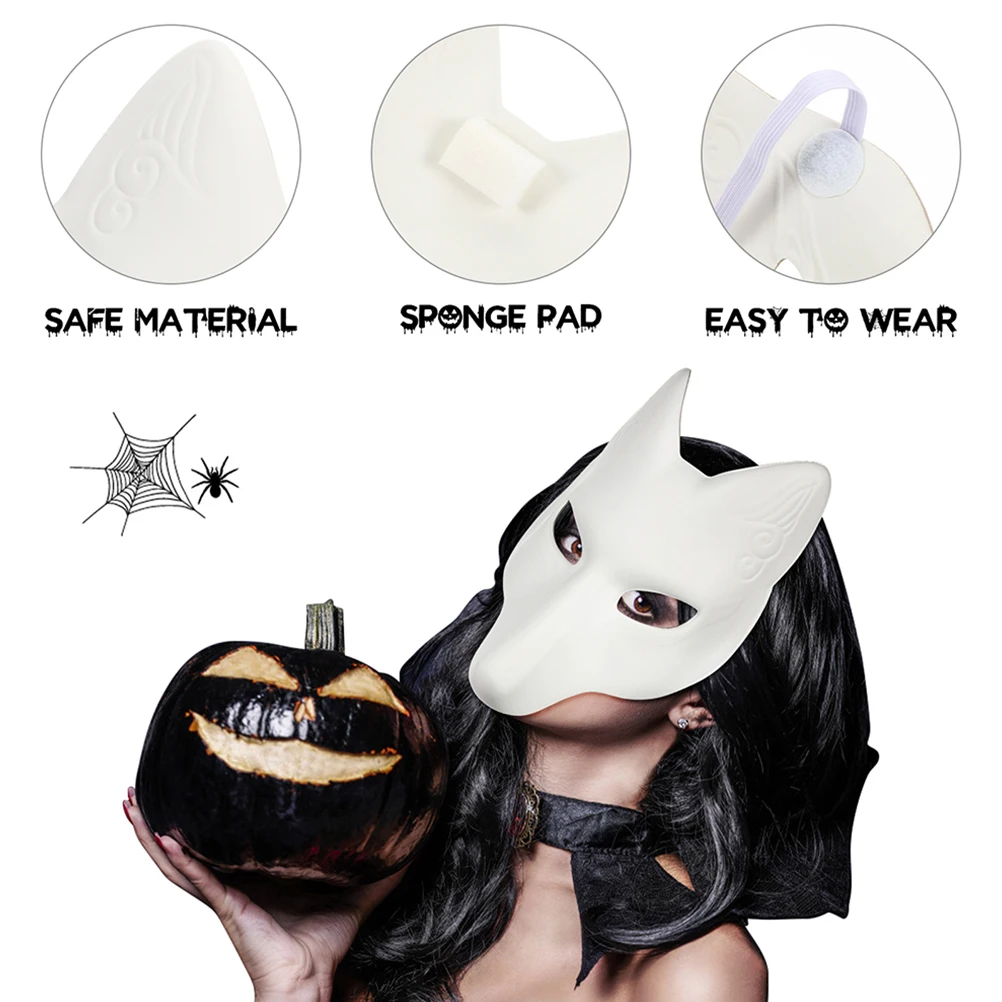 

2pcs Fox DIY Masks for Halloween Masquerade Masks White Masquerade Animal Costume Craft Bulk Blank Mask Cosplay