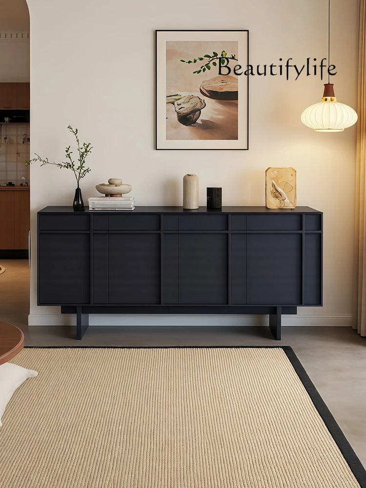 

Medieval style solid wood dining side cabinet, living room household size, retro style storage porch cabinet