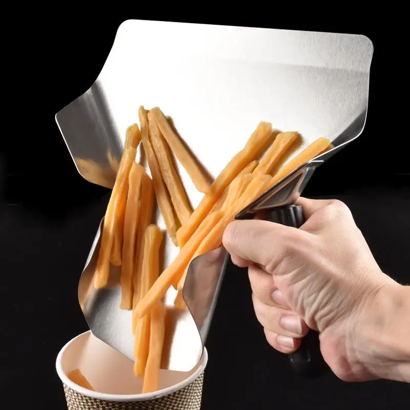 Stainless Steel French Fries Shovel For Hamburger Popcorn Packing Shovel Fries Shovel Loader Kitchen Gadget Baking Tool Shovel