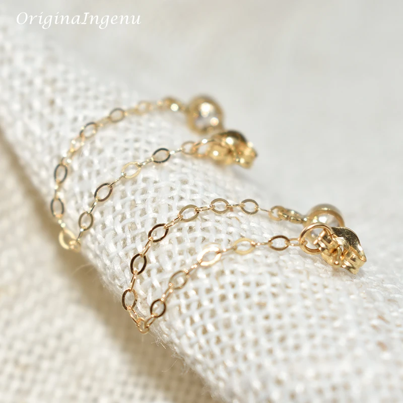Gold Filled Chain Earrings Gold Wrap Earrings Handmade Korean Jewelry  Brincos Minimalism Pendientes Earrings for Women