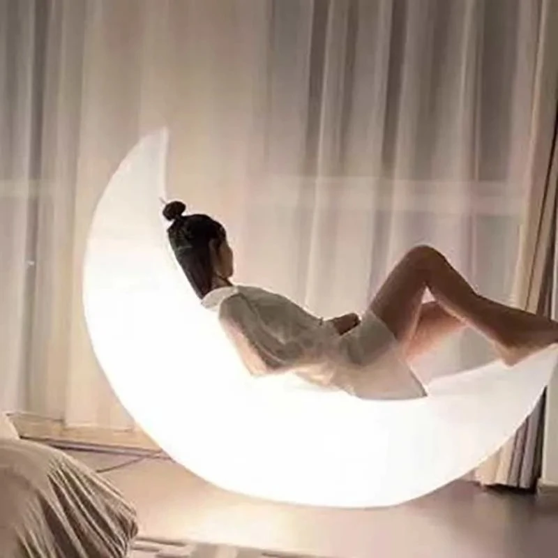 Luminous Moon Lamp Courtyard Lounge Chair Crescent Lighting Atmosphere Floor Lamp Designer Terrace Outdoor Light Sofa Chair