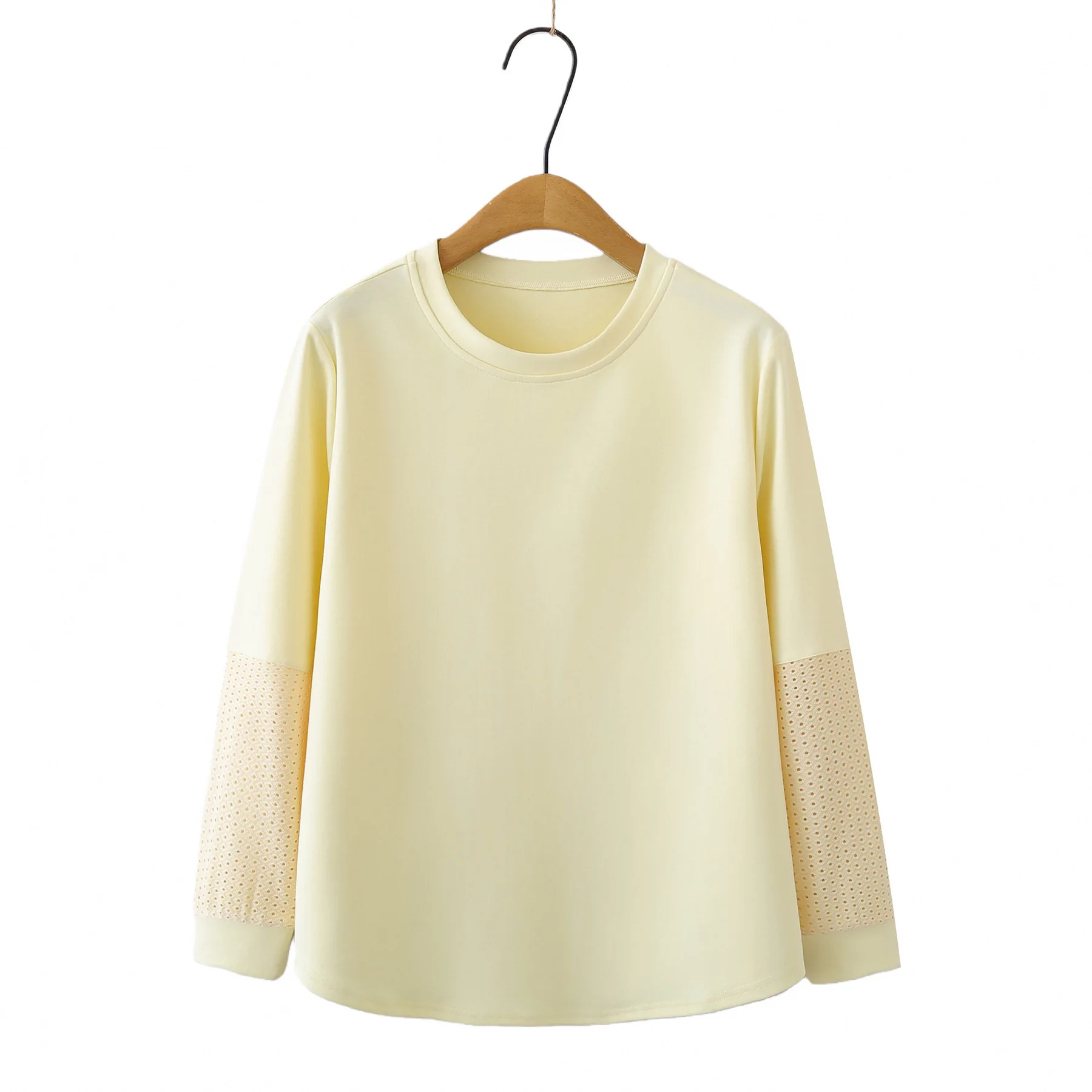 

XXXXL Fashion Plus Size Woman Clothing T-Shirt Spring 2026 Long Sleeve hollowed-out Patchwork round-neck Casual Sweatshirt 646