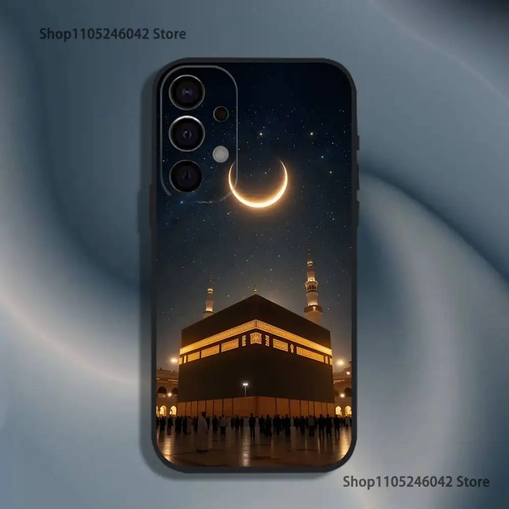 Moslem e kaaba capa de telefone à prova de choque para Samsung S25, S24, S21, S22, S23, S30, Ultra, S20, Plus, Fe, Lite, 5G Capa preta