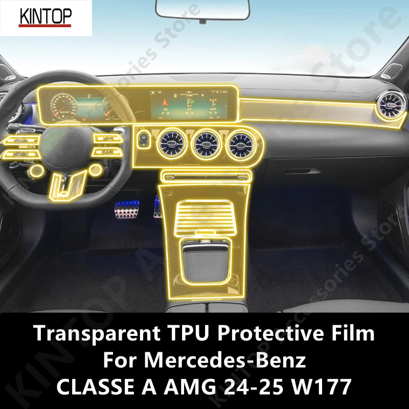 

For Mercedes-Benz CLASSE A AMG 24-25 W177 Car Interior Center Console Transparent TPU Protective Film Anti-scratch Repair Film