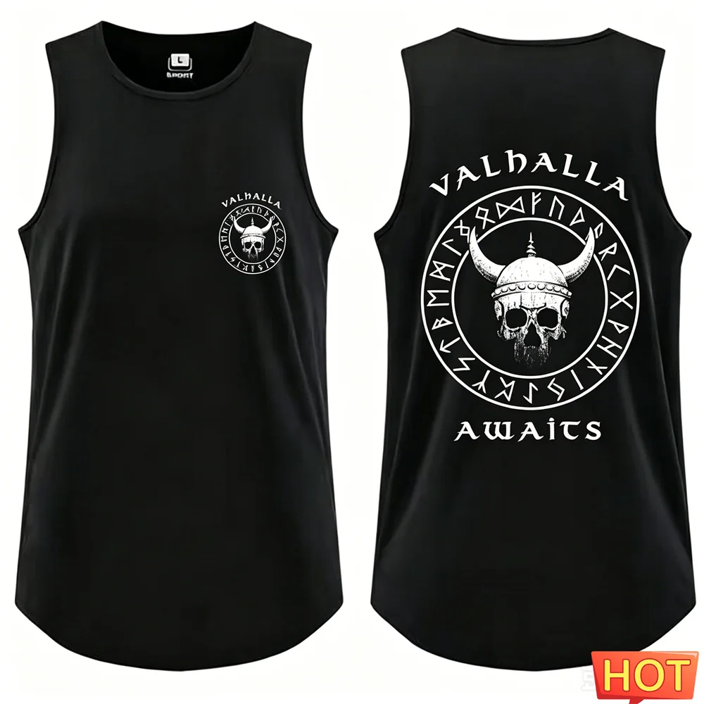Skull Men's sleeveless T-shirt Norse Mythology men's t-shirts and tank tops Hipster Polyester quick drying fitness vest clothing