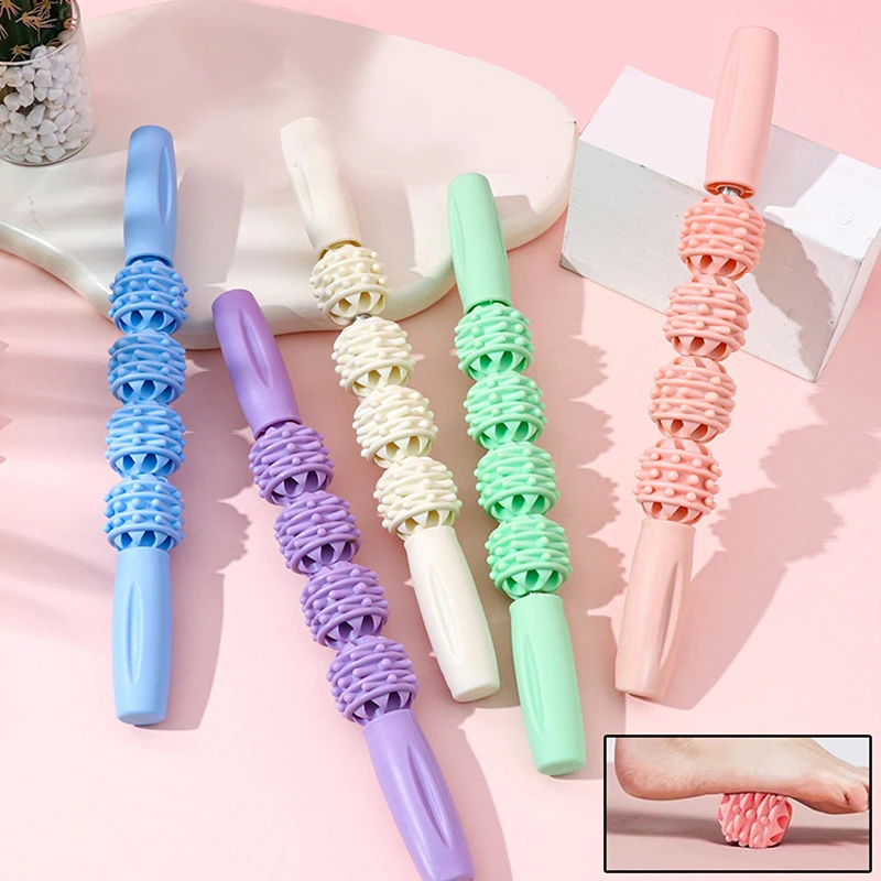 1pc Rollerball Muscles Massage Stick Relaxation Yoga Fitness Wolf Tooth Fascia Stick For Calves Thighs Quadriceps Arms Forearms