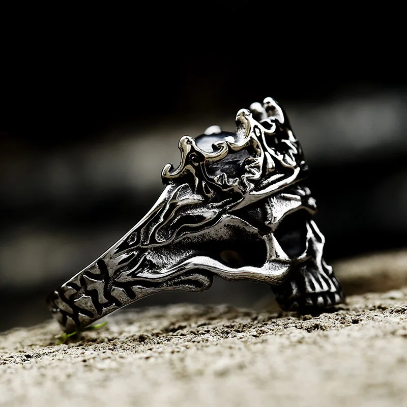 Men's Vintage Skeleton Crown Skull Ring