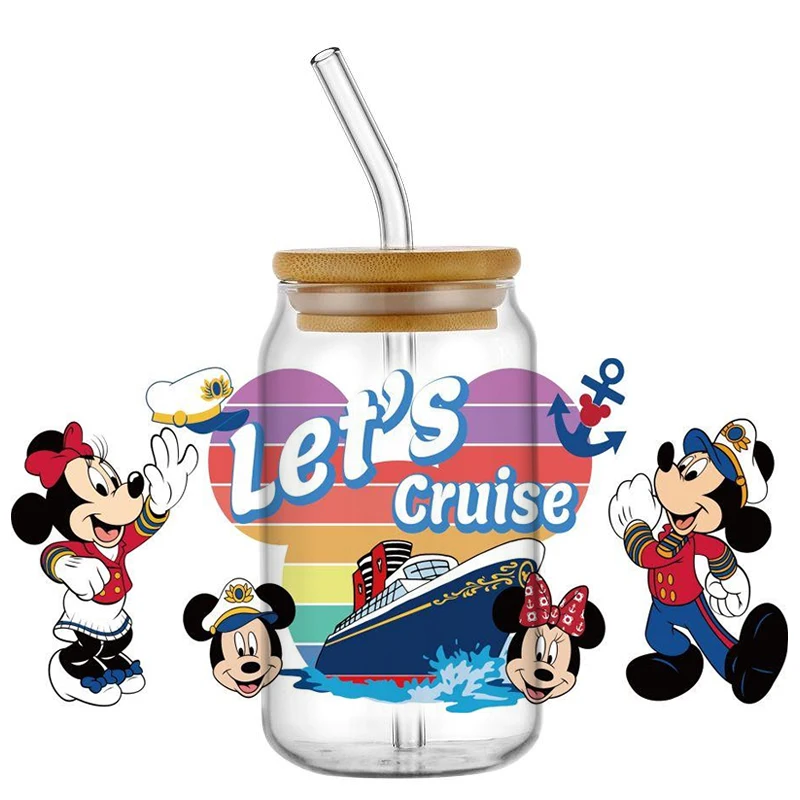 Miniso New Design Mickey Captain Adventure series UV DTF Decal Wrap For 16oz Libbey Glass Can Cup uvdtf Coffee Car Sticker DIY