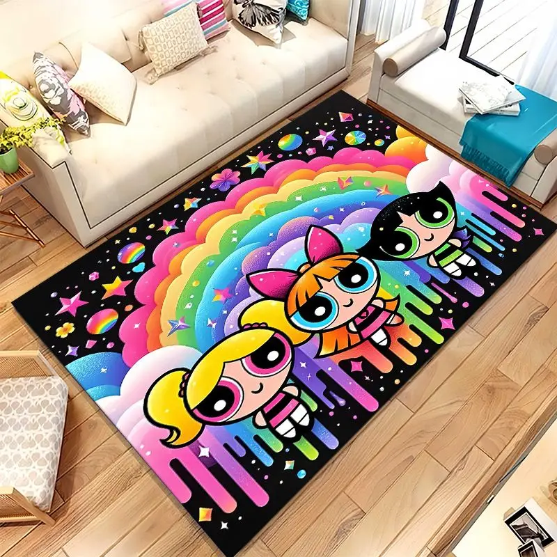 The Powerpuff Girls Blossom Cartoon Soft Non-Slip Large Area Rug for Living Room,Bedroom Playroom Carpet Mat for Sofa,Home Decor