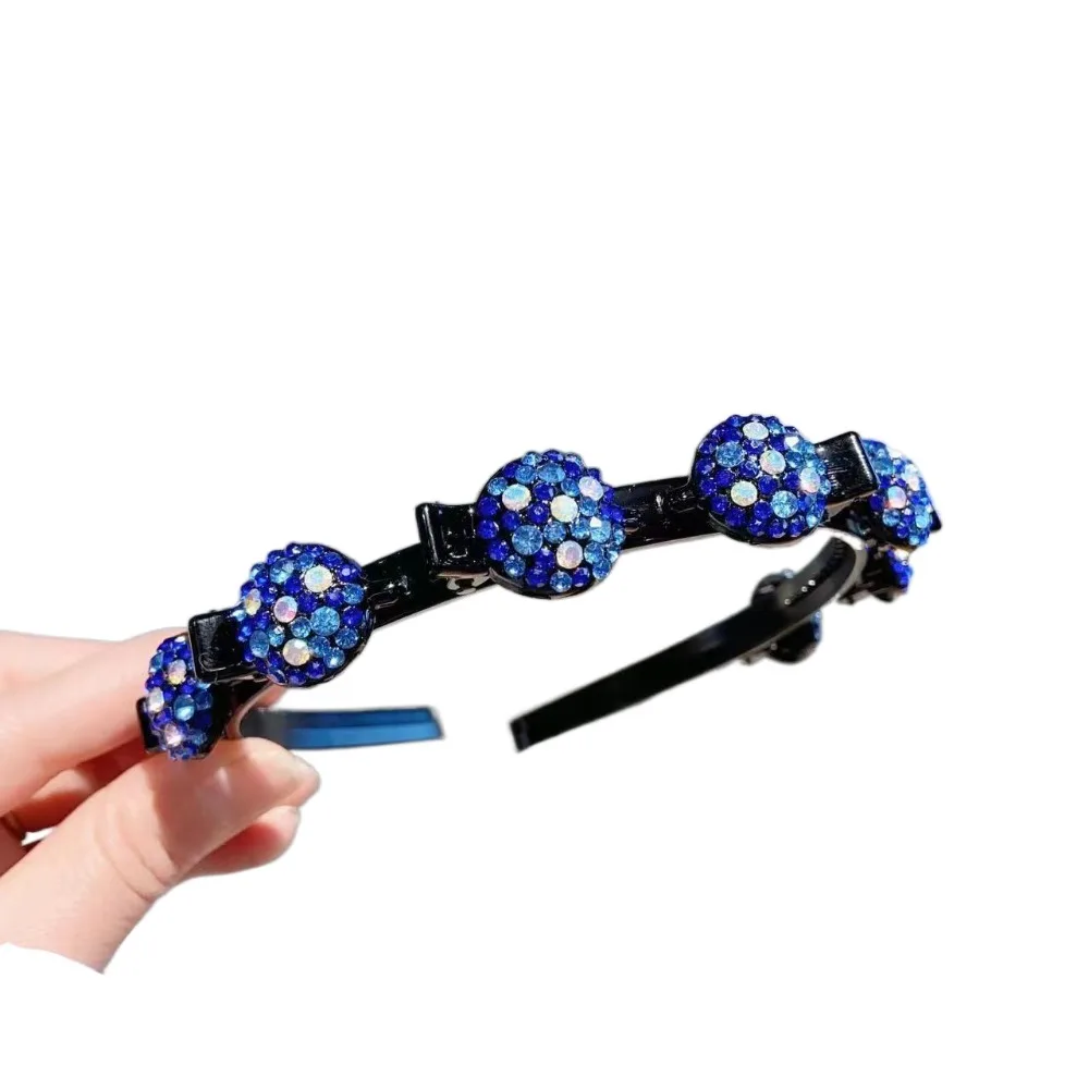 

Fashion Antislip Rhinestone Bangs Fixed Headband Elegant Sweet Hair Bands with Clips Korean Style Headwear Shiny Hair Hoop Party