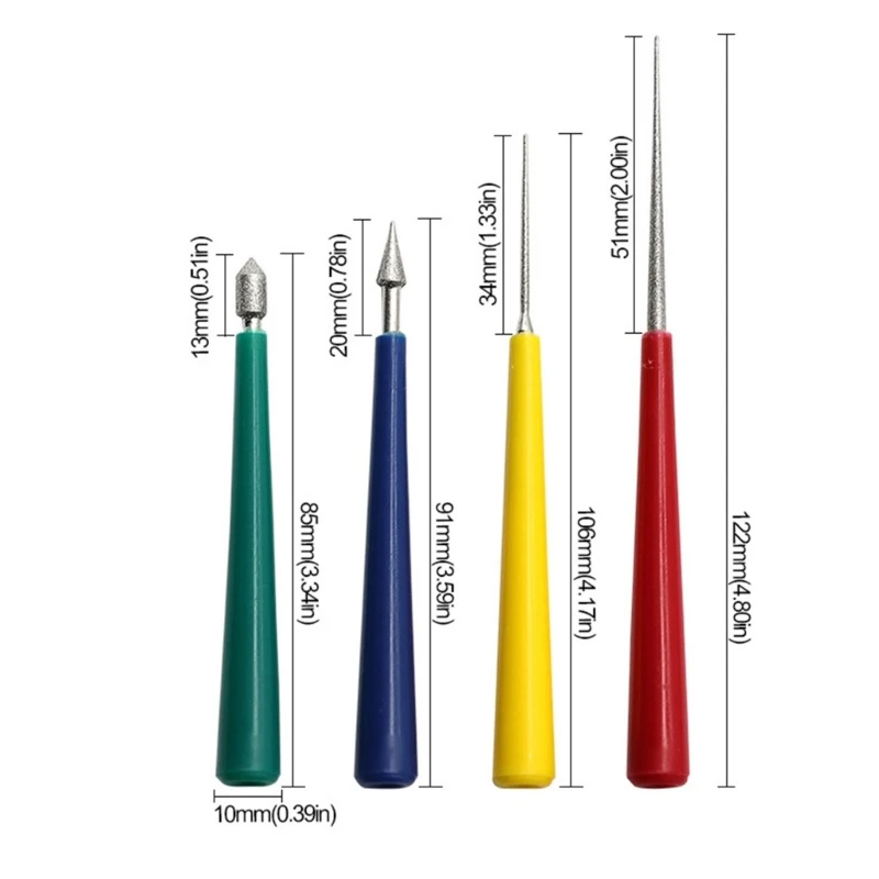 Set strumenti per allargare i fori dei gioielli da 4 pezzi per perline legno, pietre preziose, alesatore per perline con