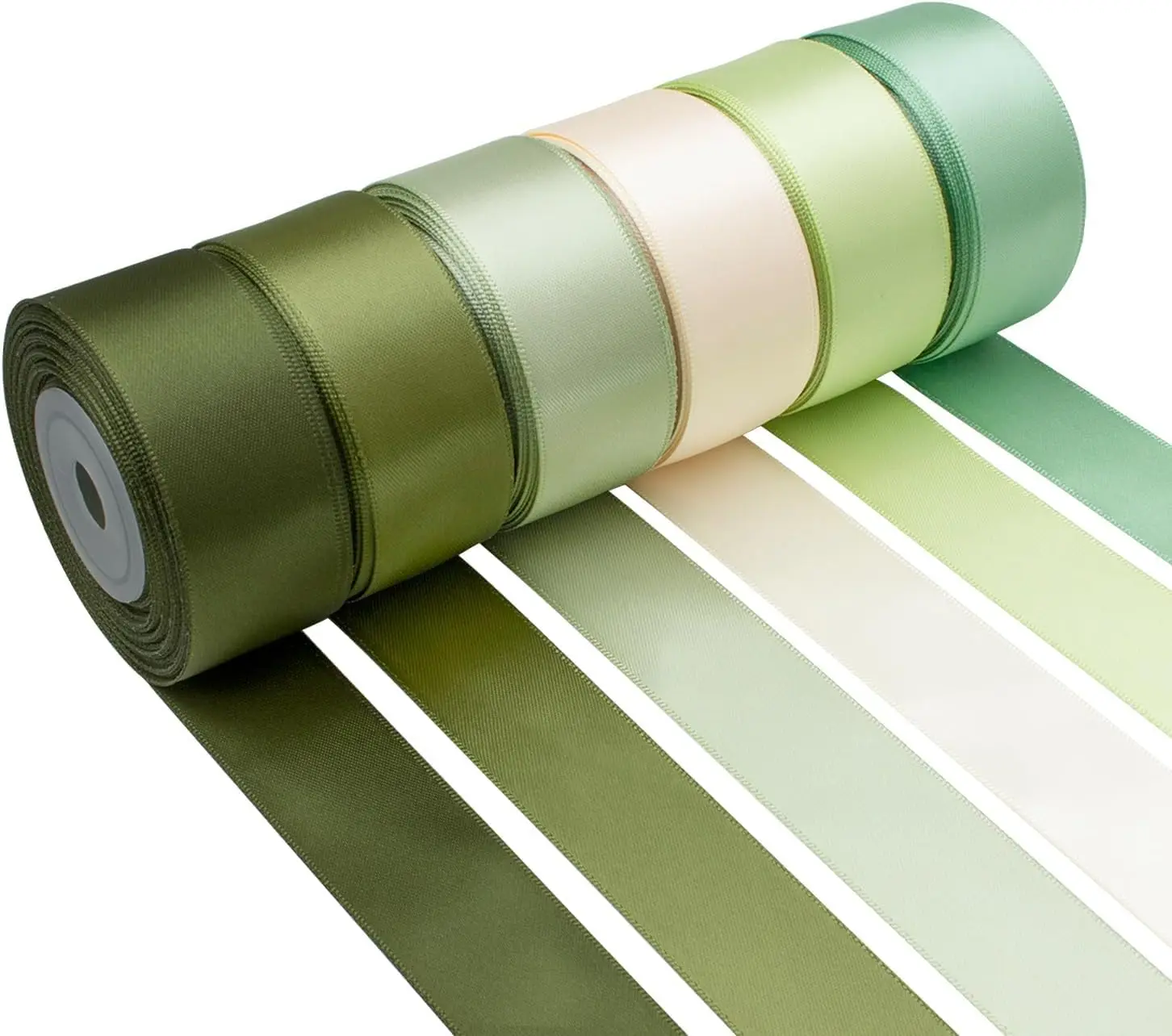 Satin Ribbon 3/8 Inch Green Ribbon Sage Green Ribbon Assorted Solid Color Thin Double Faced Satin Ribbon for Crafts, Gift Wrap