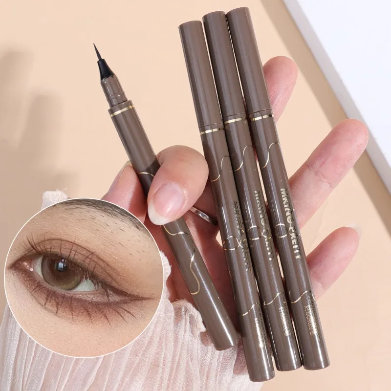 Smooth Liquid Eyeliner Makeup Waterproof Lasting Ultra-fine Black Brown sdraiato Silkworm Pen Matte penna per ciglia inferiore ad asciugatura rapida