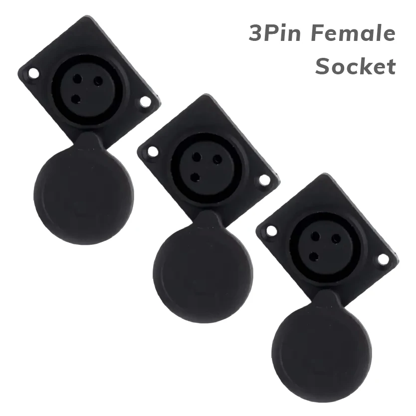 

XLR Female Panel Mount Socket with Dust Cover 3 Pin Nickel Plated Audio Connector for Microphone Mixer